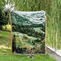 Plaid tissé écologique à motif animalier de dessin animé personnalisé, faible MOQ, pliable pour le camping en extérieur et l'usage domestique, toutes saisons