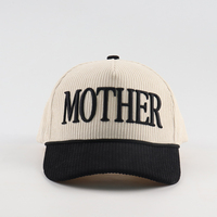 Casquette de baseball en velours côtelé Oxford à 5 panneaux, logo brodé 3D gonflé doré personnalisé, sangle réglable, bicolore, style Dad Hat à pois