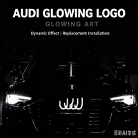 Badge à quatre anneaux éclairé par LED dynamique en cristal, compatible avec les modèles Audi A4L A6L Q5 Q7, mise à niveau complète