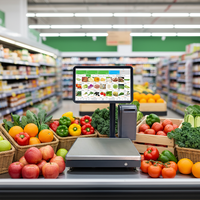 Terminal de point de vente tout-en-un avec écran de 15,6 pouces, balance intégrée 30 kg/5 g, fonction caisse enregistreuse, système d'exploitation Windows/Android, garantie 1 an