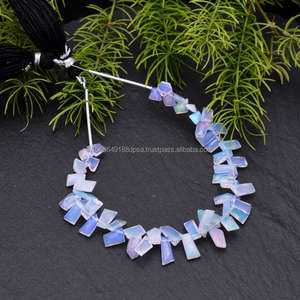 Perles de cristal à facettes en opale éthiopienne de forme géométrique exclusive de meilleure qualité naturelles pour la fabrication de bijoux d'art créatif - Product Image 2