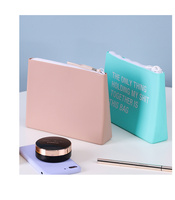Tas Kosmetik Perjalanan Ramah Lingkungan untuk Wanita, Kantong Kemasan Kecil dengan Ritsleting, Bahan PU dan Katun yang Modis, Gaya Pola Logo