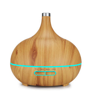 Wood Grain Aroma Diffuser 400ml Ultrasonic Essential Oil <b>Humidifier</b> With Led Light Touch Control For Home Office - Product Image 5