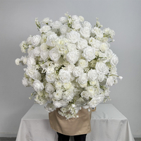 Vente flash : Arrangement floral de grande taille en rose artificielle de 50 cm, 60 cm, 70 cm, 80 cm, centre de table pour mariage, boule de fleurs blanches en soie