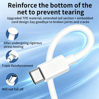 Câble de charge rapide USB Type-C 1,3 m de long, lot de 2, charge rapide, matériau TPE, cuivre étamé, compatible iPhone 15 16 17 Pro Max