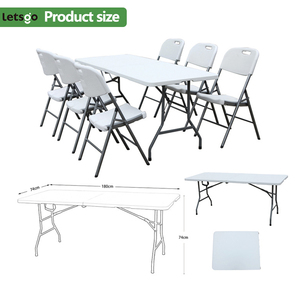 Chất lượng cao vườn Đảng cho thuê 6ft ban công bền HDPE tiệc trestle nhựa trắng gấp bảng và ghế thiết lập cho các sự kiện - Product Image 3