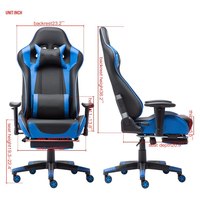 Chaise de jeu pivotante ergonomique en cuir PU, à dossier haut, siège de course en Silla avec Support lombaire pour Massage et repose-pieds rétractable