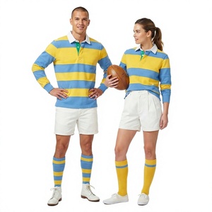 Uniforme de Rugby Personalizado para Hombre, Polo de Manga Larga con Rayas, Polo de Rugby de Peso Pesado, Jersey de Rugby para Mujer - Product Image 1