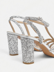 오픈토 하이힐 여름 야외 통기성 라인스톤 장식 다이아몬드 워터 아웃솔 어퍼 미드솔 라이닝 연회용 큰 사이즈 미국 - Product Image 4