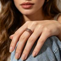 Bague Classique de Haute Qualité, Anneau Magnétique Vintage en Cuivre, Anneaux en Cuivre Ajustables Personnalisés pour Femmes et Hommes, Sains et Écologiques