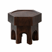 Table d'appoint hexagonale en bois massif de style Wabi-Sabi moderne, tabouret sculpté à la main, table basse de style zen pour salon