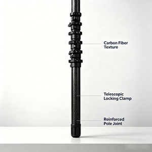 Perche télescopique en fibre de carbone U-<span class=keywords><strong>Carbon</strong></span> avec système de verrouillage à bascule, légère et extensible, pour le sauvetage aquatique, le sauvetage incendie et le nettoyage de panneaux solaires - Product Image 4