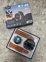 Montre connectée ronde WT-05 nouvelle génération avec fonction d'appel, alertes de messages, podomètre, surveillance de la fréquence cardiaque, écran TFT et écouteurs.