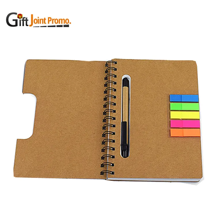 Notebook With Sticky Notes Custom Notebook With Pen Kraft Paper Notebook
