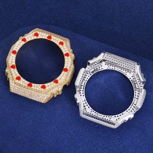 Boîtier de montre de haute qualité avec testeur de diamants, en forme de cœur en émail rouge, serti de diamants Moissanite VVS, pour GA2100 - Product Image 3
