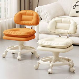 Cream Colored Universal Caster Stool With <b>Backrest</b> Portable Home Shoe Changing Bench For Children Adults Elderly - Product Image 2