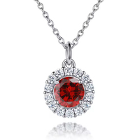 Bijoux de mode 925 Sterling Silver Halo Setting Zircon 12 Birthstone Crystal Pendentif Collier