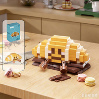 Décoration de bureau, série de nourriture mignonne en forme de pain, micro-blocs de construction, mini-hamburger, beignet, gâteau, briques, assemblage DIY, cadeau pour enfants