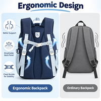 Sac à dos scolaire ergonomique réglable pour enfants, en tissu Oxford léger et imperméable, vente en gros d'usine