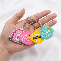 Porte-clés en PVC personnalisé OEM ODM pour la fête des mères, porte-clés en métal argenté avec motif « J'aime maman » pour les cadeaux promotionnels de vacances
