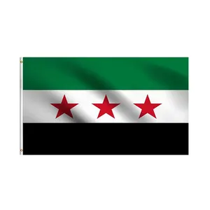 علم سوريا الحرة الأبيض والأخضر والأسود مزدوج الوجهين أحادي الملمس 3X5 قدم 2X3 قدم مخصص من البوليستر للأماكن الخارجية