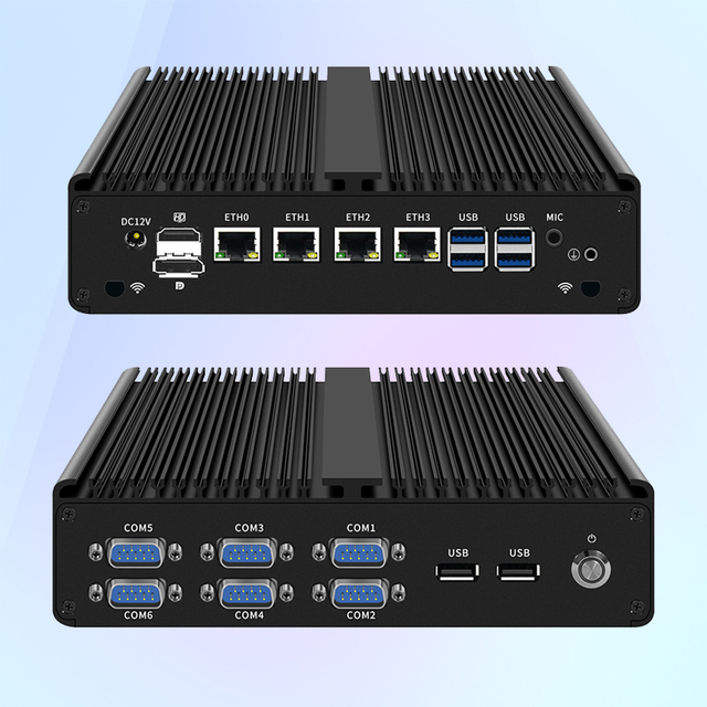 H16 I3 7100U I5 8250U I7 8550U 4 Rs232 2 Rs485 6 Com Ddr4 4*1G I211 Fanless Centos Embedded X86 Industrial Computer Mini Pc