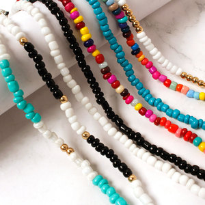 Böhmische runde Harz Halskette Multi color Acryl Small <span class=keywords><strong>Measle</strong></span> Perlen Long Choker für Partys Modische Perlenketten - Product Image 3