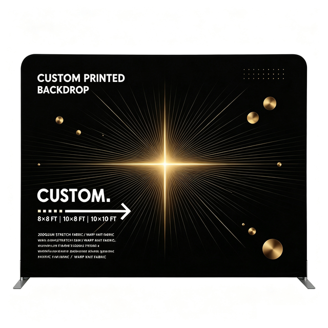 Brand Activation Custom Printed Wrinkle Resistant Aluminum Frame 8x8ft 10x8ft 10x10ft Tension Fabric Backdrop