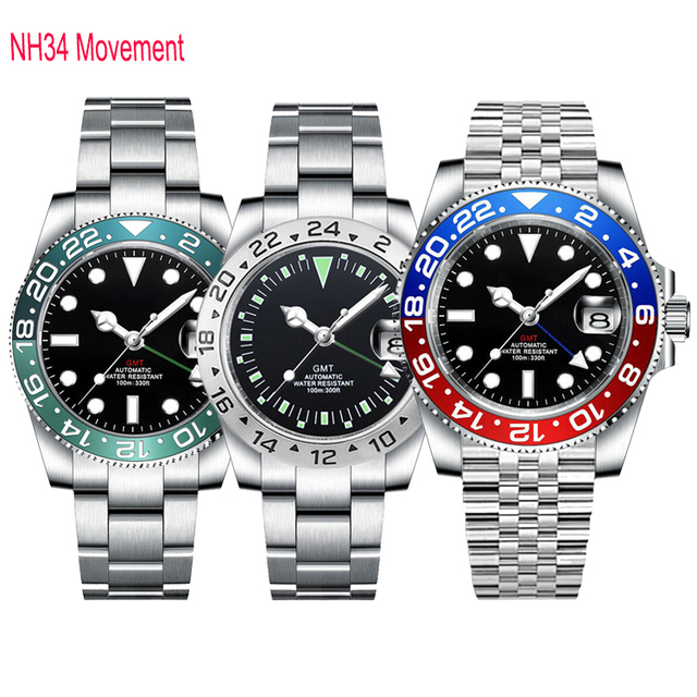 WYGICOO Sapphire Glass AR Coating Luminous Stainless Steel Custom Logo Automatic NH34 GMT Watch