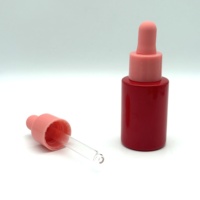 Bouchon compte-gouttes en plastique rose 18 mm 18/415 avec pipette en verre et embout en caoutchouc rose pour flacon compte-gouttes en verre d'huile essentielle
