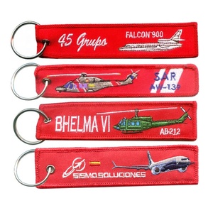 Airplane Aviation pilot <b>Tag</b> Key Chain Aircraft Embroidered Keyring Custom Fabric Double Logo Embroidery Keychain - Product Image 3