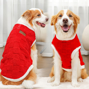 wholesale Autumn Winter Cold Weather Dog Clothes Pet Fleece Jacket Warm Checkered <b>Plush</b> Dog Sweater Vest - Product Image 5
