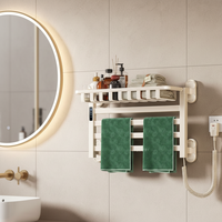 Toallero Eléctrico Blanco para Baño, Calentador de Toallas Montado en la Pared, Toallero Eléctrico Enchufable