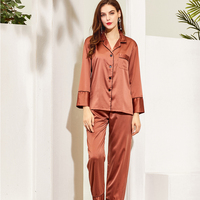 Ensemble de pyjama d'été pour femmes Fung 6001, deux pièces, uni, simple, thermique, respirant, manches longues, grande taille