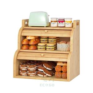 Boîte à pain rectangulaire durable, moderne, rustique, en bambou, écologique, étanche, pour la conservation de la fraîcheur, grande capacité, empilable, pour aliments - Product Image 2