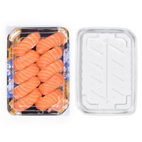 Sunzza kemasan makanan kue kustom transparan baki makan sekali pakai kotak kemasan plastik persegi panjang kotak Sushi dengan tutup