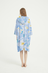 Bata de cambio de secado rápido a rayas con estampado de playa de verano de fábrica, Poncho de toalla de Surf Premium, Poncho de microfibra de gran tamaño con capucha para adultos - Product Image 3