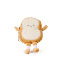 Porte-monnaie en peluche Toast, porte-clés, pochette zippée, breloque de sac en peluche, portefeuille en peluche doux, personnalisable OEM, vente en gros, prêt à être expédié