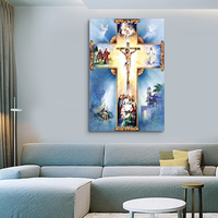 Peinture Diamant 5D Faite à la Main sur Toile, Motif Religieux Jésus Impressionniste, Kits DIY avec Cadre en Bois, Broderie Point de Croix par Numéros