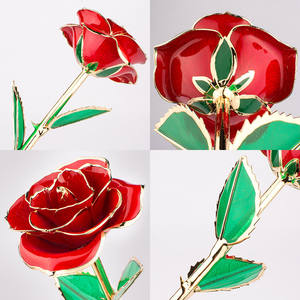 L838 Rosa di Lusso Placcata in Oro <span class=keywords><strong>24</strong></span> Carati, Fiore Artificiale Dorato per San Valentino e Regali di Nozze - Product Image 5