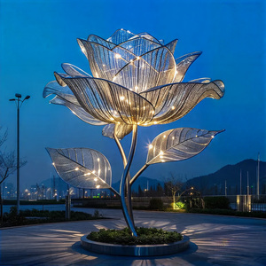 Nhân Tạo Rose Vườn Ánh Sáng Không Thấm Nước Hoa Đèn Ngoài Trời Bãi Cỏ Đèn Vuông Chủ Đề Công Viên Hiển Thị Cảnh Quan <span class=keywords><strong>LED</strong></span> Chiếu Sáng - Product Image 2