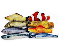 Jouet à mâcher en coton PP en forme de chat de dessin animé, oreiller en peluche poisson, faible MOQ, jouet doux en peluche pour chat, soulage l'ennui, divertissement pour animaux de compagnie, vente en gros