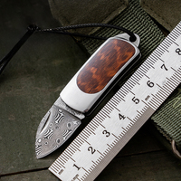 Couteau de poche pliant tactique de survie en plein air, lame mini Damas personnalisable, épaisseur 2,2 mm, pour la chasse et le camping