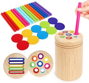 Gioco Montessori <span class=keywords><strong>in</strong></span> <span class=keywords><strong>Legno</strong></span> per l'Apprendimento dei Colori, Gioco Educativo Prescolare per Bambini, Set di Bastoncini Colorati per Ordinare e Abbinare - Product Image 2