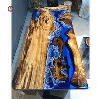 TT table de salle à manger en bois époxy bleu rivière populaire européenne de haute qualité restaurant bar bord vivant