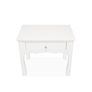 White Painted Wooden Kids Nightstand with 1 Drawer and Crystal Knob Bedroom <b>Storage</b> Furniture Bedside <b>Side</b> <b>Table</b> - Product Image 2