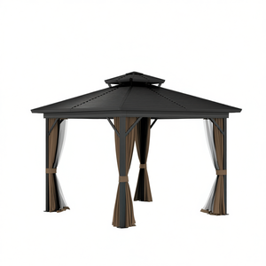 Pergola Quadrata da Esterno in Alluminio Nero Verniciato a Polvere, Riparo per Barbecue, Gazebo, Padiglione - Product Image 1