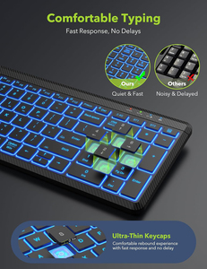 ชุดคีย์บอร์ดและเมาส์ไร้สายแบบเงียบพร้อมไฟ RGB ตอบสนองรวดเร็วไม่มีดีเลย์ ชุดคีย์บอร์ดและเมาส์แบบชาร์จได้สำหรับเดสก์ท็อป/แล็ปท็อป - Product Image 3