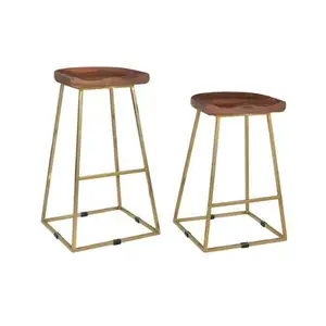 Mobilier de bar industriel et vintage Fer métal Bois de manguier Siège design tracteur Tabouret de bar