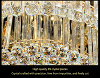 Lustre moderne personnalisable à 80 LED en cristal, luminaire suspendu encastré au plafond, forme ronde en métal avec finition dorée pour les chambres